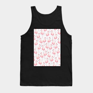 Flamingos, Polka dots pattern, Pink flamingos, Pattern, Fashion print, Funny art, Modern art, Wall art, Print, Minimalistic, Modern, Humor Tank Top